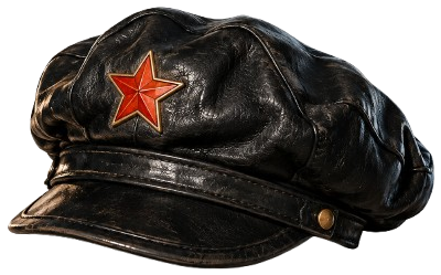 Leather cap with a red star